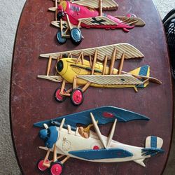 VINTAGE CAST ALUMINUM AIRPLANE WALL HANGINGS