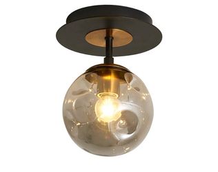 1-Light Mini Glass Globe Ceiling Light,Modern Semi Flush Mount Light Fixture,Black Ceiling Light for Hallway Aisle Porch Stairway Closet.