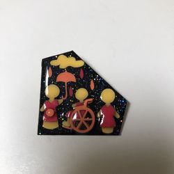 Lucinda Little People Rainy Day Wheelchair Pin/Brooch