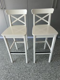 White bar stools, pair