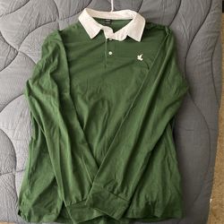 Green White Collared Long Sleeve