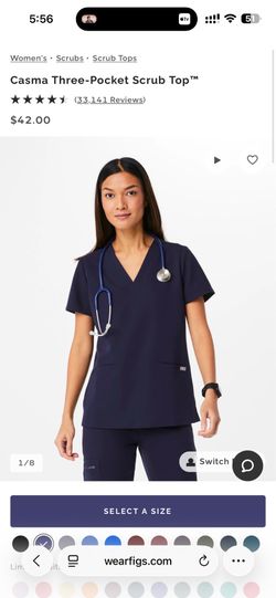 Figs Embroidered Scrub Top