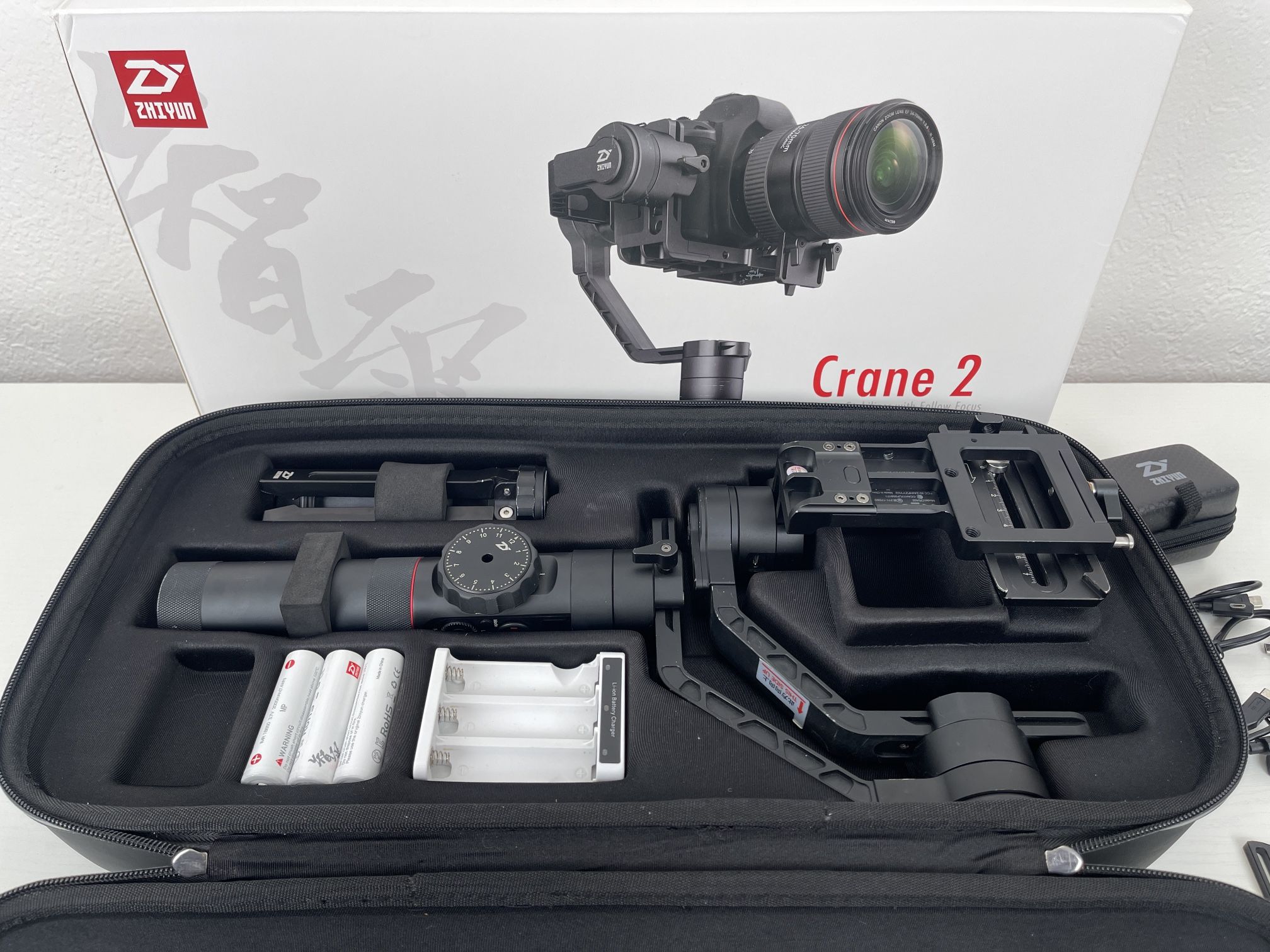 Zhiyun Crane 2 Triple-Axis DSLR Camera Gimbal Stabilizer + Case and Accessories