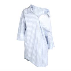 loose strip shirt skirt for women