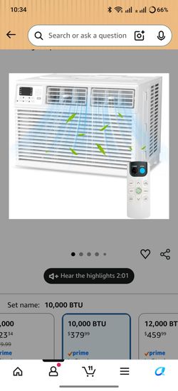Electactic Window Air Conditioner 10,000 BTU, Air Conditioner Window Unit Up to 450 Sq.Ft,3 Fan Speeds,Easy Install,Energy Efficient,Washable Filter,W