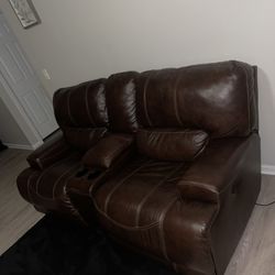 100% Authentic Leather Reclining Couch