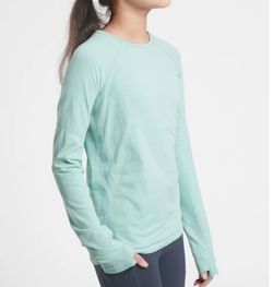 Athleta Girl Shimmer Power UP Top, Bluegrass Green size XXL 16