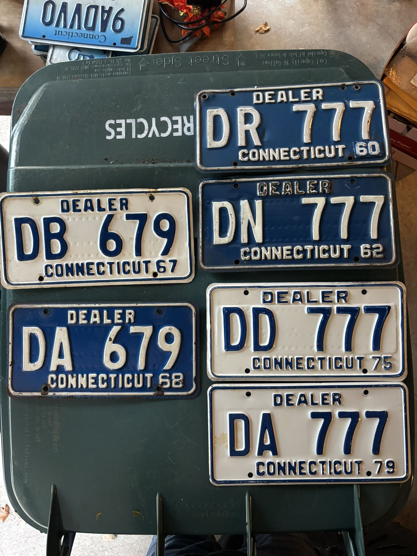 Retired 1960’s Connecticut CT License Pates - Lucky 777’s