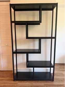 Black Asymmetrical Bookcase - metal & wood