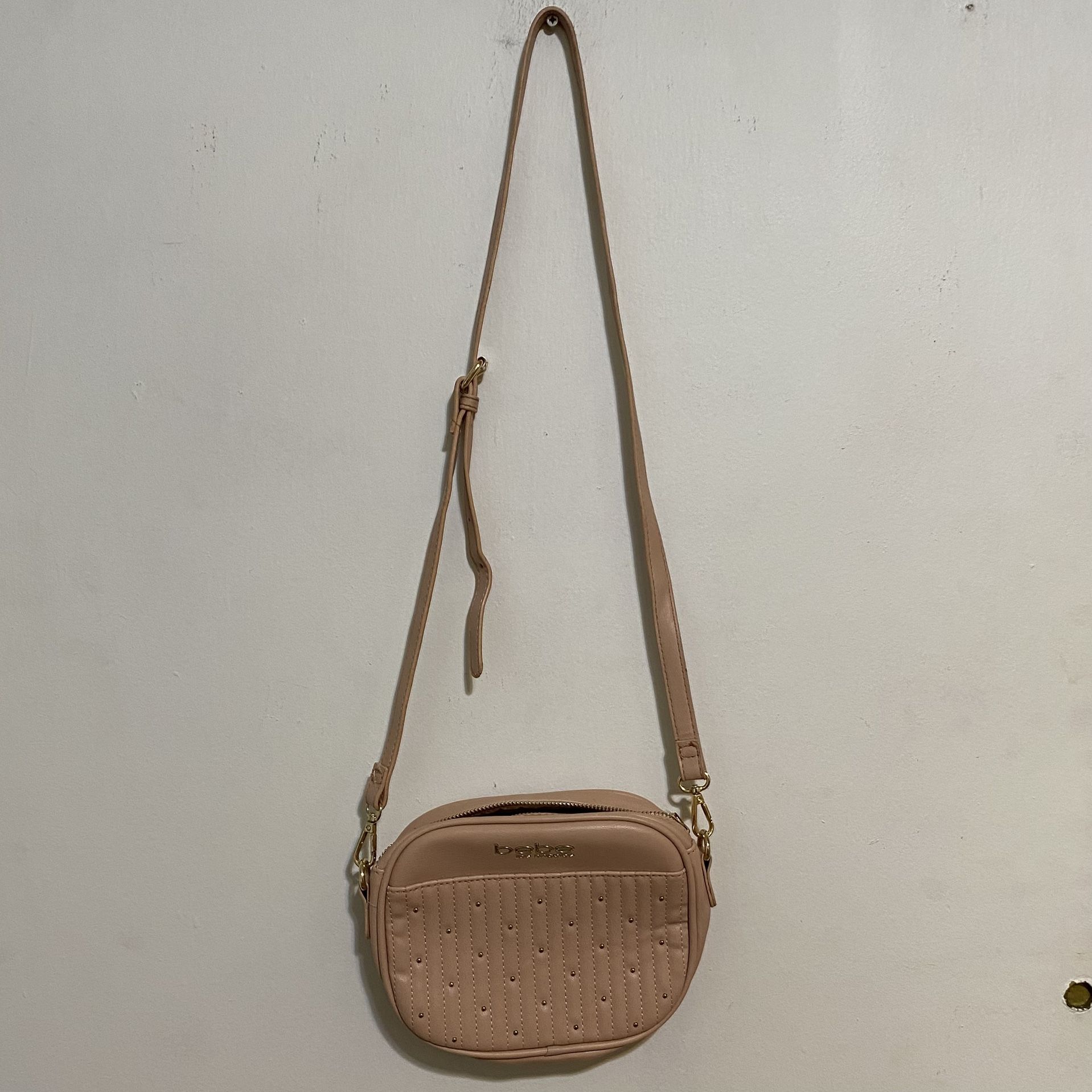 Bebe Baby Pink Studded Crossbody Bag