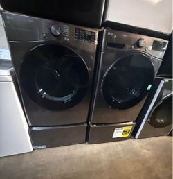 🚨 NEW SET LG WASHER WM4080HBA and GAS DRYER DLGX4081B with Washer Pedestal WD300CB and Pedestal