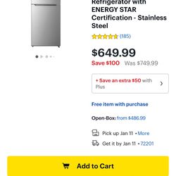 Brand New Insignia Fridge - $550