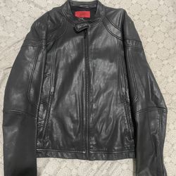 men's hugo boss leather jacket retail 700+ barely used 100% real  size small 