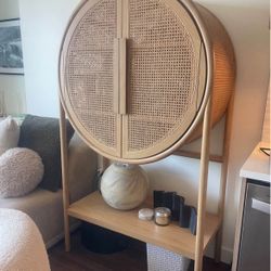 West 40" Natural Cane Bar Cabinet