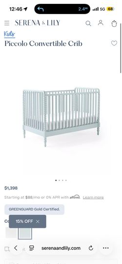 Serena & Lily Piccolo Crib w/conversion kit