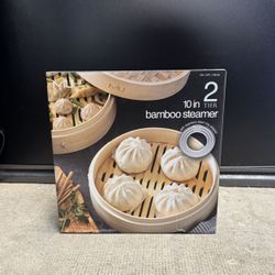 MIU 10" 2-tier bamboo steamer basket.
