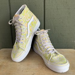 Vans Sk8-Hi Tapered Skateboard High Top Shoes Swirl Lime Cream Women’s Size 7.5