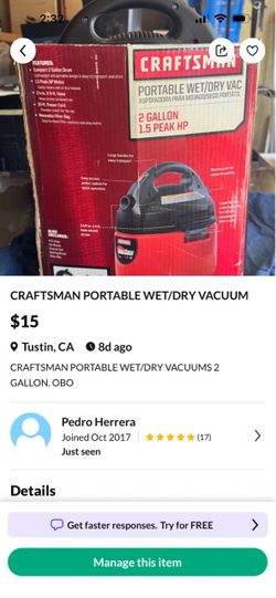 CRAFTSMAN PORTABLE WET/DRY VACUUM