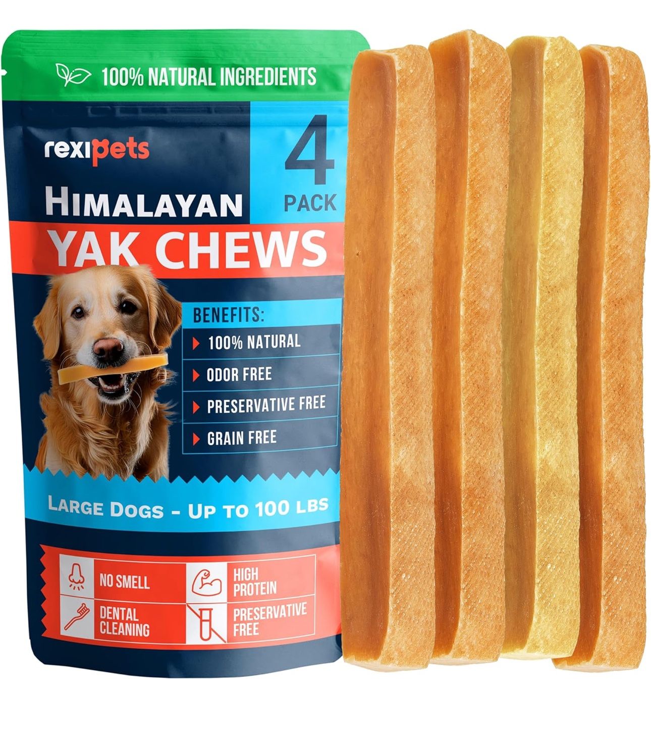 100% Natural Yak Cheese Himalayan Made Dog Chews All Breeds - Lactose Free Yak Chews for Small, Medium & Large Dogs - Dental Cleaning Dog Chews Aggres