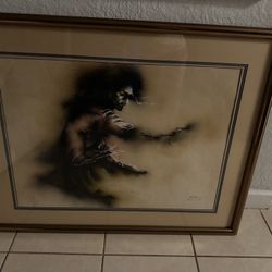 Original work signed by the artist, dated 1983.Titulo . La Ficción De Las Tijeras 38”X30”