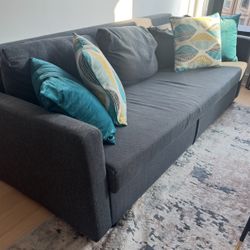 Grey IKEA Sofa Bed + Reclining Chair + Cushions  
