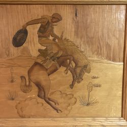 Wood Carved Cowboy  Art