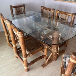 Elephant Bamboo Dinning Table With 6 Chairs