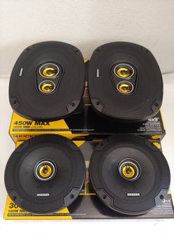 KICKER 1 PAIR 6.5" 2 WAY 300 WATTS & 1 PAIR 6×9 3 WAY 450 WATTS CAR SPEAKER ( BRAND NEW PRICE IS LOWEST INSTALL NOT AVAILABLE )