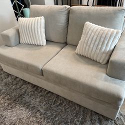 Comfortable Beige Loveseat Couch