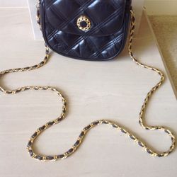 Black Leather Look Purse/Bag With Strap