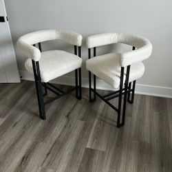 White boucle stools
