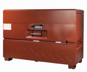 CRESCENT JOBOX Piano-Style Jobsite Box: 31 in W x 74 in D x 51 in H, 60.3 cu ft, Padlock, Brown Item 55KR38 Mfr. Model 2-689990-01