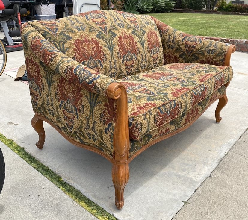 Vintage Inspired Loveseat Couch - Down Fill.