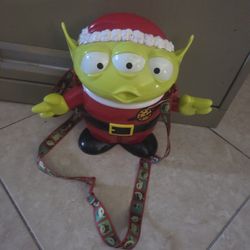 Santa Disney Parks Toy Story Alien Santa Popcorn Bucket w Strap Little Green Men 20 In Large Plastic 