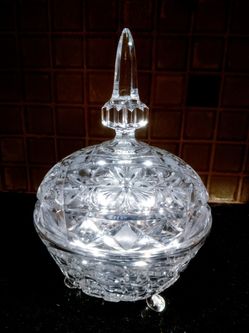 Vintage Crystal Footed Dish With Lid