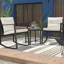 Patio Furniture set Metal 2 - Person Rocking Seating Group with Cushions
