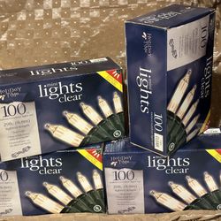 Holiday Time 100 Clear Mini Lights green wire 29' Plugs at both ends Lots of 4