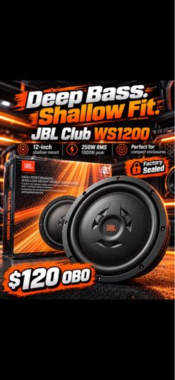 JBL Club WS1200 12” Shallow Mount Subwoofer – BRAND NEW / UNOPENED