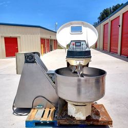 Dumping Bakery Bread Dough Spiral Kneader Kneading Mixer