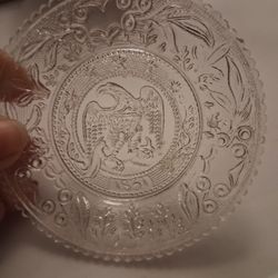 Antique Westmoreland Glass Liberty Eagle Shield 1861 Cup Plate 