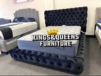 New Queen bed frame with mattress