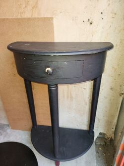 Black Demilune Console Table with Drawer