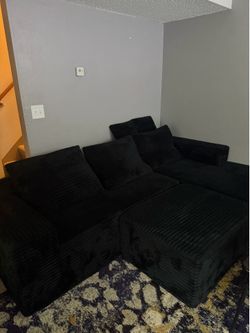 Cloud modular sectional sofa with ottoman Black