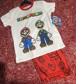 Boys Sz 6/7 Mario Bros 2Pc Pajama Set $7 new