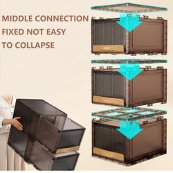 54 Gal Large Storage Containers with Drawers, Flip Up Door, Stackable, Brown (3 Pack)