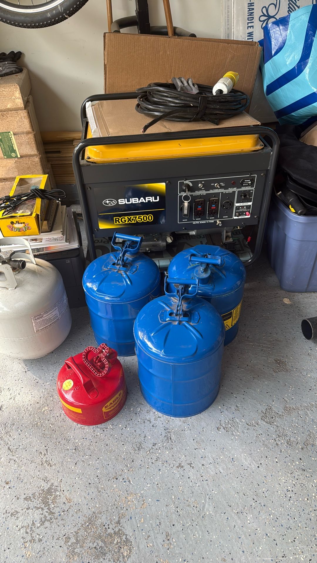 Generator With Gas Cans