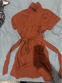 Brown mini dress with belt, Size M #mini #belted