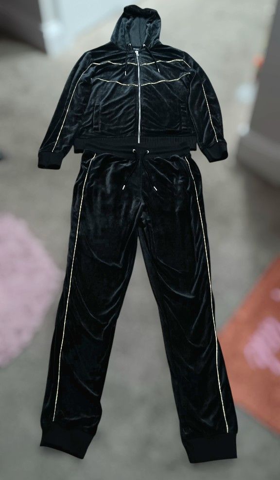 INC Black And Gold VELOUR Jumpsuit