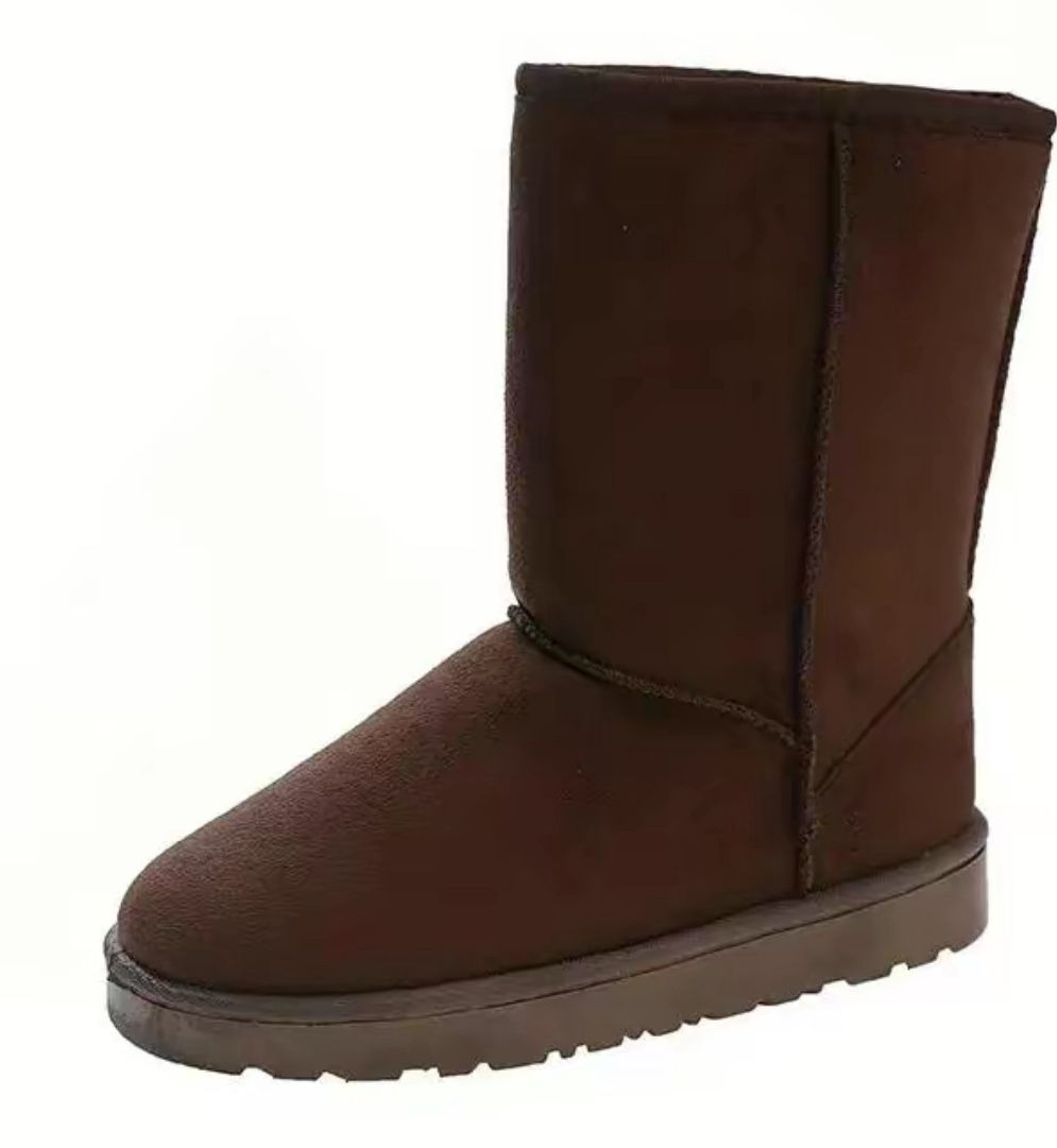 Women’s Brown Winter Snow Boots – Warm Fleece Lined Non-Slip Mid-Calf Boots