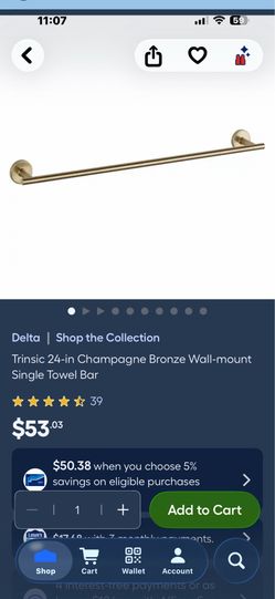 Delta Trinsic 24-in Champagne Bronze Wall-mount Single Towel Bar
